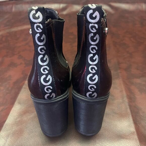 Gbg platform chukka boots, shiny burgundy size 6 - Picture 12 of 13